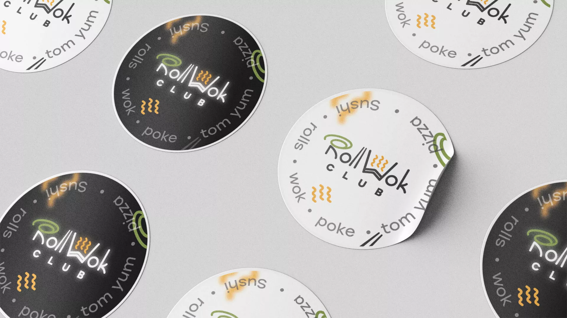 Разработка наклеек для суши-бара «Roll Wok Club» в Котовске